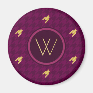 Pink with Gold Accent Houndstooth Magnet