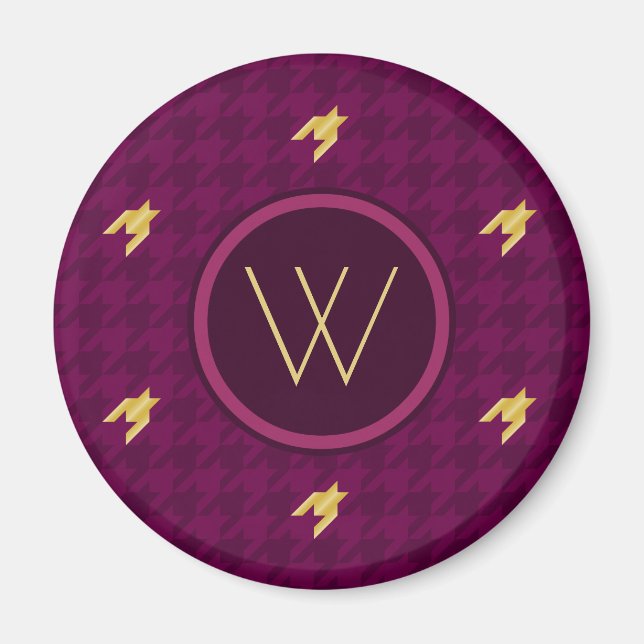 Pink with Gold Accent Houndstooth Magnet (Front)