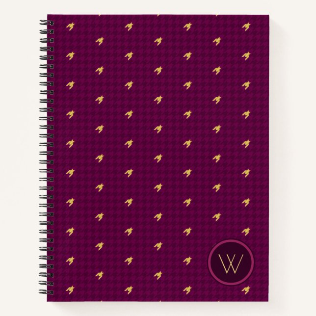 Pink with Gold Accent Houndstooth Notebook (Front)