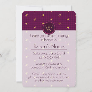 Pink with Gold Accent Houndstooth Party Invitation