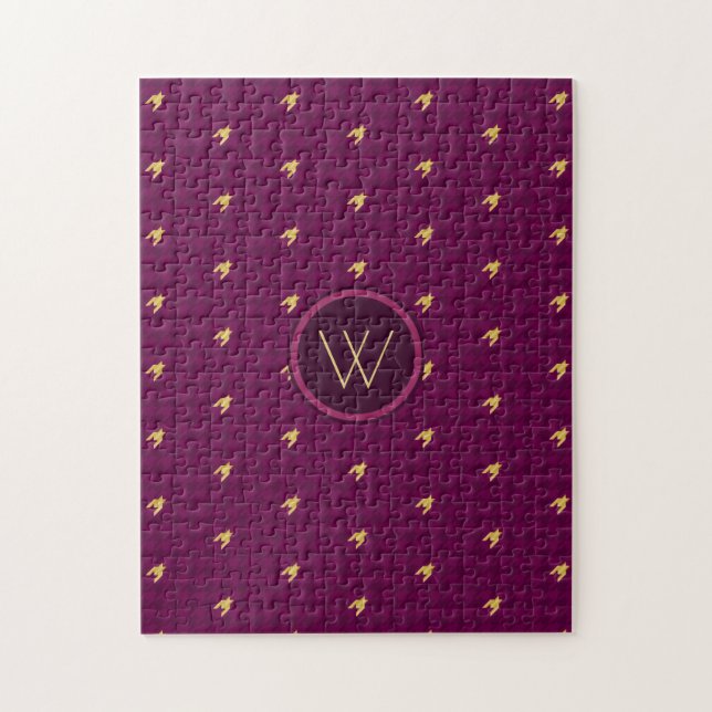 Pink with Gold Accent Houndstooth Puzzle (Vertical)