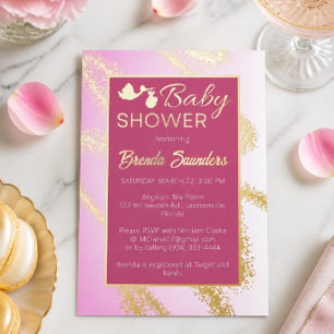 Pink with Gold Foil Baby Shower Invite