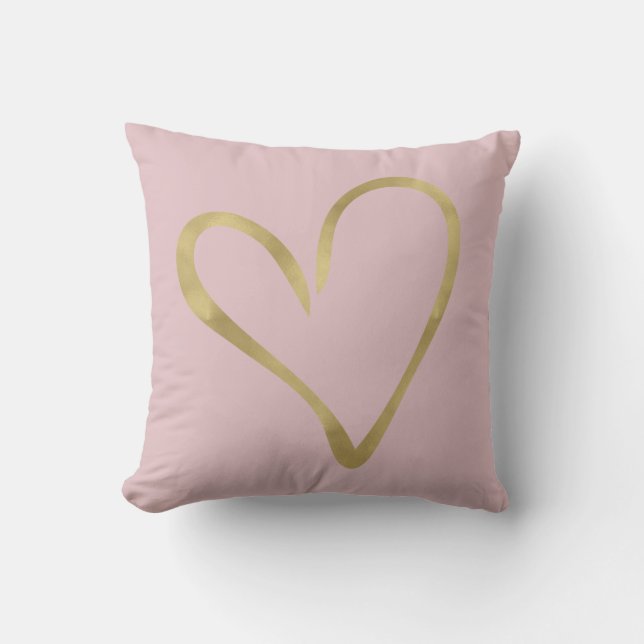 Pink with Gold Heart Cushion (Front)