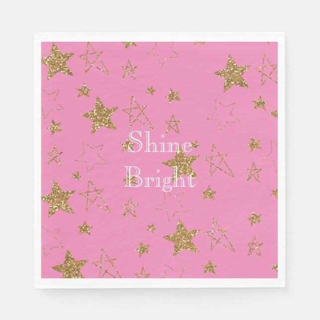 Pink with Gold Stars Napkin (Front)