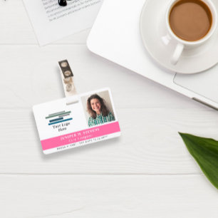 Pink with Logo & Photo Employee ID Badge