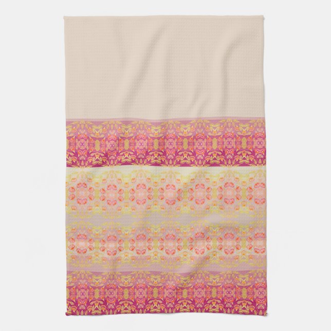 Pink With Pattern Tea Towel (Vertical)