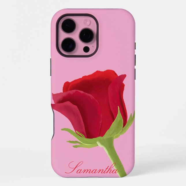 Pink with red rose iPhone case (Back)