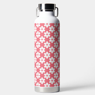 PINK WITH WHITE DAISY FLOWERS WATER BOTTLE