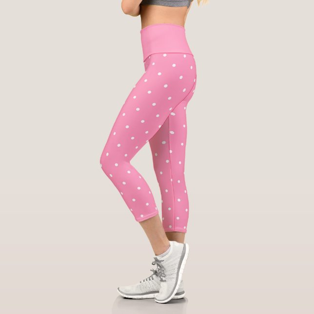 pink with white dots capri leggings (Left)