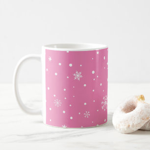 Pink with White Dots & Snowflakes Coffee Mug