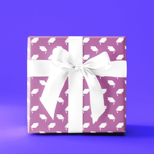 Pink With White Graduation Caps Wrapping Paper (Creator Uploaded)