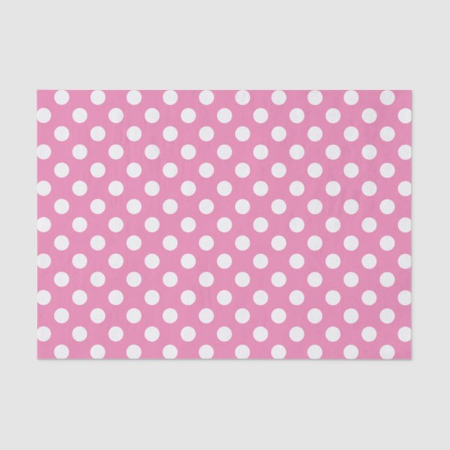 Pink with White Polka Dots  Tissue Paper (Front)