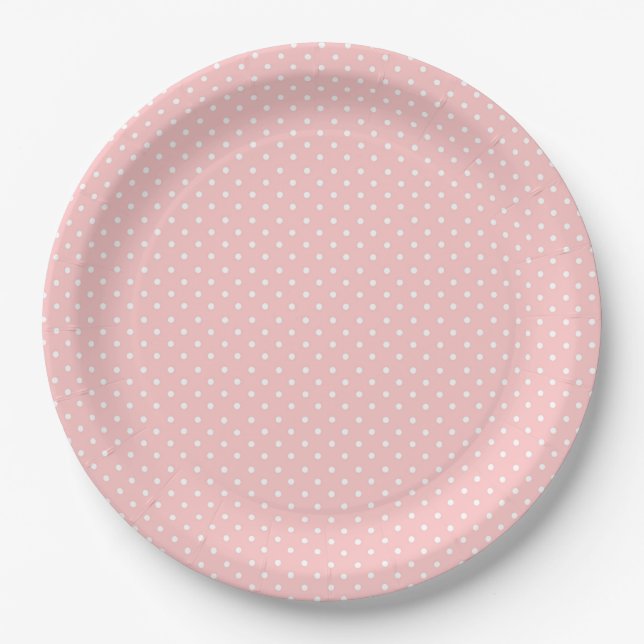 Pink with White Polkadots  Paper Plate (Front)