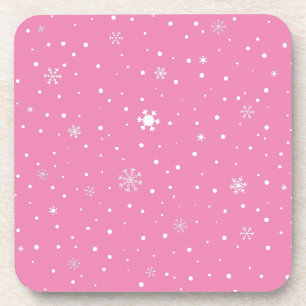 Pink with White Polkadots & Snowflakes Coaster