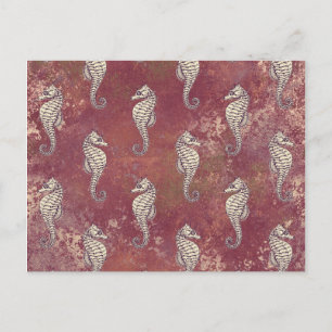 Pink with White Seahorse Postcard