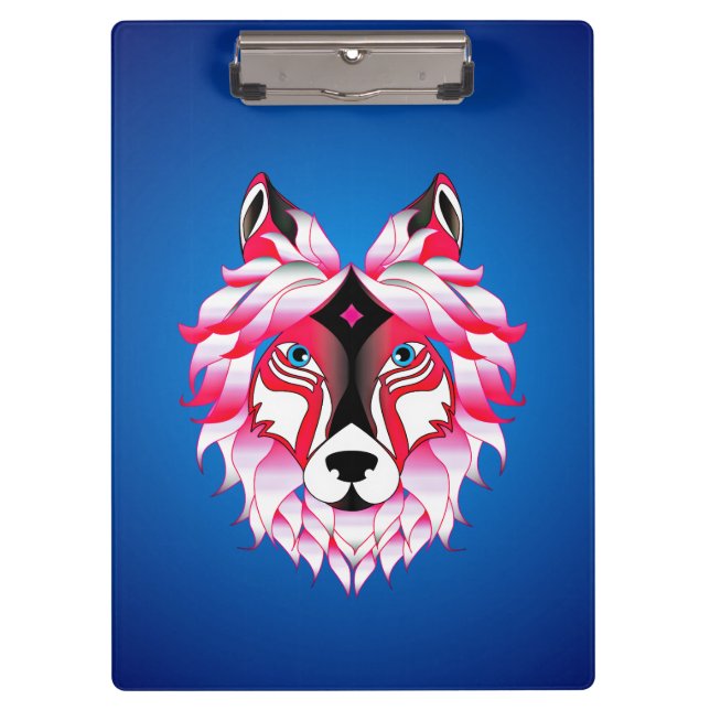 Pink Wolf Head Artwork-24531 Clipboard (Front)