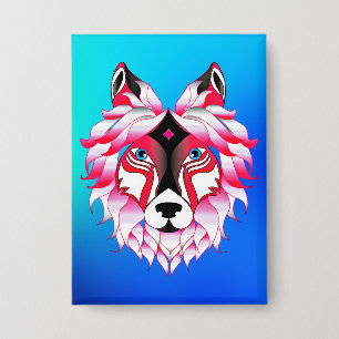 Pink Wolf Head Polygon Design-24531