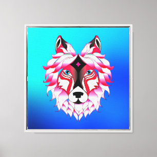 Pink Wolf Head Polygon Design-24531 Canvas Print