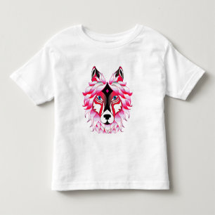 Pink Wolf Head Polygon Design-24531 Toddler T-Shirt