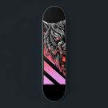 Pink Wolf Head  Skateboard<br><div class="desc">This design may be personalised by choosing the customise option to add text or make other changes. If this product has the option to transfer the design to another item, please make sure to adjust the design to fit if needed. Contact me at colorflowcreations@gmail.com if you wish to have this...</div>