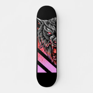 Pink Wolf Head  Skateboard