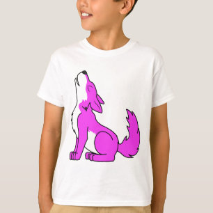Pink Wolf Pup Howling T-Shirt