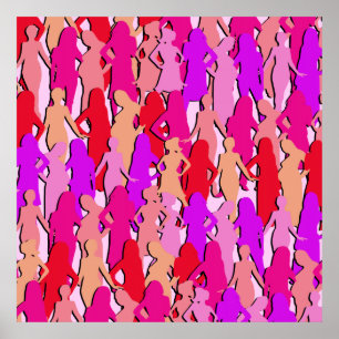 Pink Women Silhouette Poster