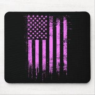 Pink Womens American Flag Top Blue Mouse Pad