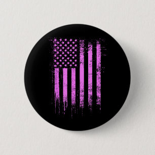 Pink Womens American Flag Top Olive Green 6 Cm Round Badge