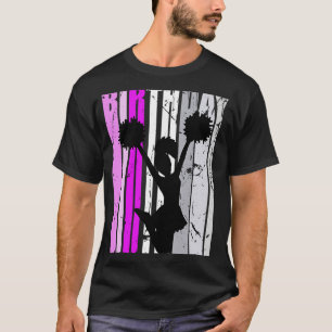 Pink Womens Cheerleading Birthday Retro Silhouette T-Shirt