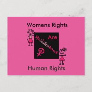 Pink Womens Rights Are Human Rights Political Postcard