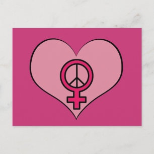 Pink Women's Rights Love Heart Protest Postcard