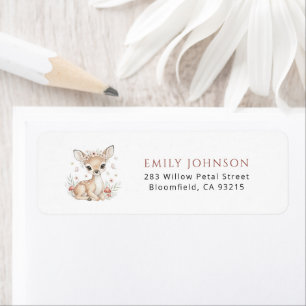 Pink Woodland Deer Girl Baby Shower Return Address Return Address Label