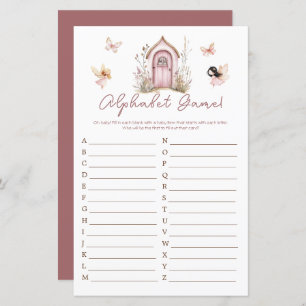 Pink Woodland Fairies Baby Shower Alphabet