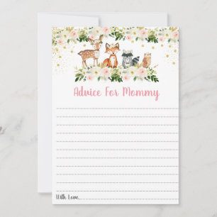 Pink Woodland Floral Baby Shower Advice Cards