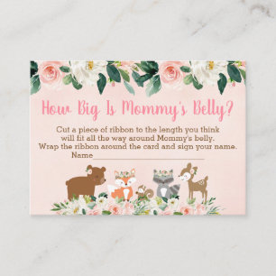 Pink Woodland Floral How Big Is Mummy's Belly Game Enclosure Card