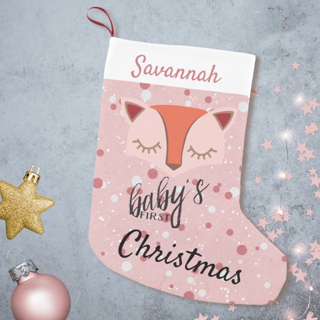 Pink Woodland Fox First Christmas Stocking (Creator Uploaded)