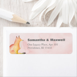 Pink Woodland Fox Return Address Label