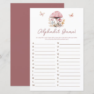Pink Woodland Mushroom Baby Shower Alphabet