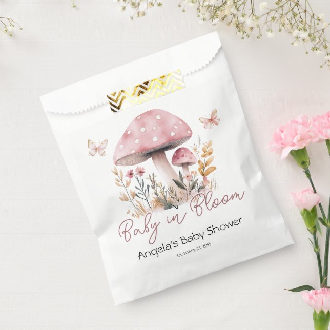 Pink Woodland Mushroom Baby Shower Favour Bag (Sealed)