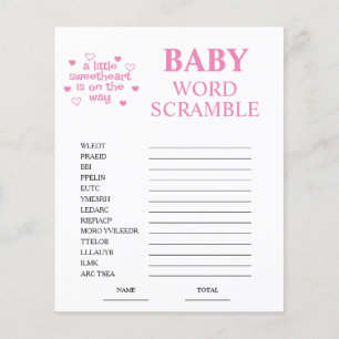 Pink Word Scramble Baby Shower Game