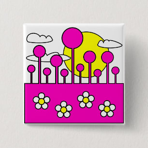 Pink World 15 Cm Square Badge