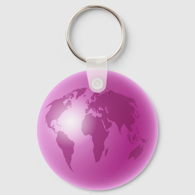 Pink World Globe Key Ring (Front)