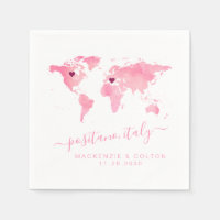 Pink World Map 2 Hearts Destination Wedding Shower