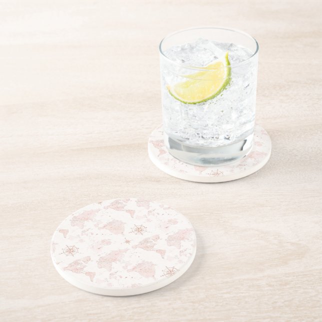 Pink World Map Coaster (Side)