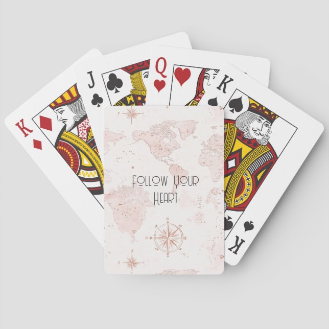 Pink World Map Playing Cards (Back)