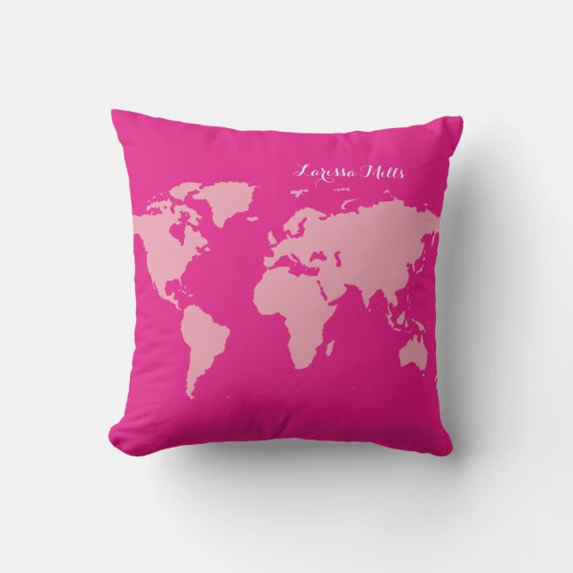 Pink World of (your name) personalised Cushion (Front)