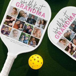 Pink Worlds Best Grandma   Photo Collage Pickleball Paddle