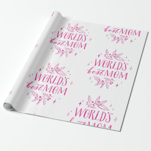 pink worlds best mum mothers day wrapping paper