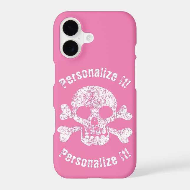 Pink Worn Skull and Crossbones (Back)